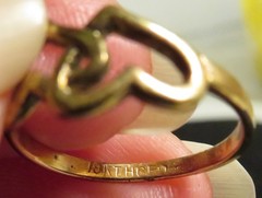 Vintage Used Two Hearts Together 18K HGF Ring Size 4.75 Tiny Pinky Unbranded GUC