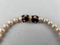 Signed Vintage Joseph Mazer JOMAZ Panther Strand Faux Pearl Beaded Necklace RARE