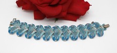 Vintage Color Variegated Blue Enamel Bracelet CAT RESCUE