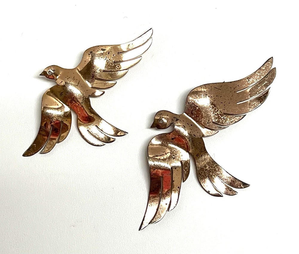 Vintage Birds In Flight Brooch Set 2 Sterling 925 Vermeil Gold Pins 11g Ex Cond