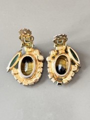 Vintage Verified JULIANA Green Art Glass Bracelet Brooch/Pendant Earring Set