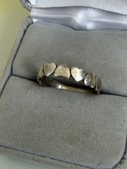 Vintage 90s Hearts Band Ring Dainty 925 Sterlling Silver Size 8 3/4