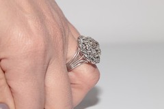 Antique Circa 1920s Art Deco 18k Gold Natural Diamond Decorated Strong Ring