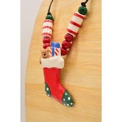 Flying Colors Vintage Christmas Necklace Teddy Stocking Festive Holiday Bin1