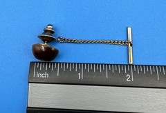 Tiger’s Eye Tie Chain Tie Tack w/ Chain & T-Bar Back Silver 2in Men’s