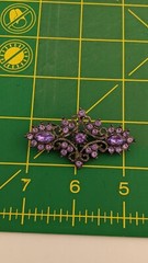 Regal Purple Glass Rhinestone Brooch Gun Metal Grey Sparkles 9616