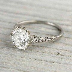 Art Deco Style Round Cut Lab Created Diamond 14K White Gold Finish Wedding Ring