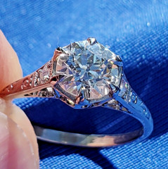 Original EARTH MINED DIAMOND ART Deco Engagement Ring Vintage Platinum Solitaire