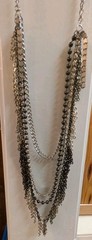 VTG Rock Punk Gothic 4 Layers Blk, Silver, Rhinestone, Fringe, Chain necklace