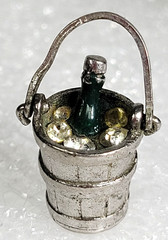 Vintage Wells Sterling Enamel Charm ~ Champagne Bottle in Ice Bucket Rhinestones