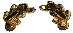 Vintage Clip On earrings ear-climber multi-colored Rhinestones 1″ EUC