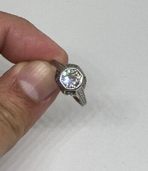 Belais Antique Art Deco 1.02 Ct Solitaire Diamond 18K White Gold Ring Sz 7.25