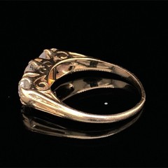Victorian 1.50 Carat Old European Cut 3 Stone Diamond Half Hoop Band 18K Gold