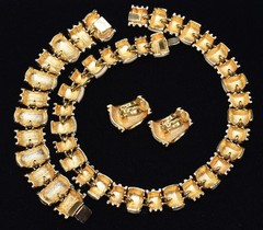ERWIN PEARL Creamy ENAMEL and GOLDTONE Articulated LINK Necklace Bracelet ER SET