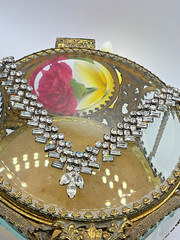 Vintage Unsigned Clear Rhinestone Statement Necklace Baguette & Round Crystal