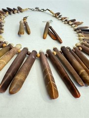 Vintage 1960’s Sea Urchin Spine Collar Necklace and Earrings Set RARE Jewelry