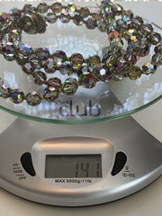 VTG 1950 Aurora Borealis Watermelon Faceted Glass Fancy Clasp 2 Strand Necklace