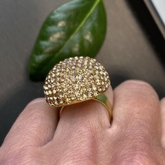 Vintage Cocktail Ring Estate Jewelry Pre-owned Champagne Crystal Dome Any Size