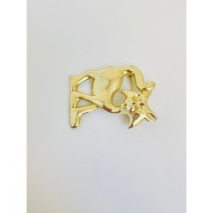 Vintage Bright Gold Walking Cat Brooch Pin Large Cartoon Animal Pet Lover Gift