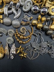 50 Pairs of Mostly Vintage Silver Tone and Gold Tone Earrings For Wear Or Crafts