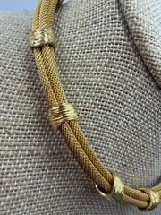 Vintage Necklace Choker Mesh Collar Goldotne 90s Statement thick 15 in
