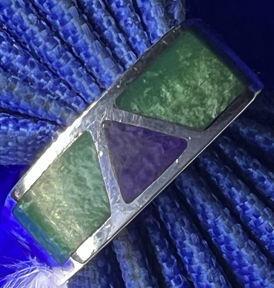 Malachite and Sugilite Sterling Silver 925 VINTAGE Men’s 5/16” BAND RING size 13