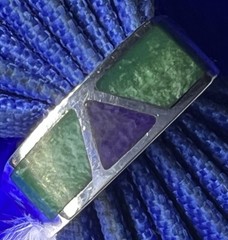Malachite and Sugilite Sterling Silver 925 VINTAGE Men’s 5/16” BAND RING size 13