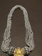 Necklace Choker 8 Strand Bead Link Ball Chain with mid pendant