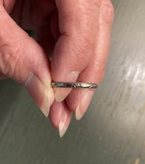 Antique Art Deco 18K White Gold Engraved Wedding Band – Size 6.25