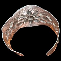 Vtg 1930s MACIEL Mexico Sterling Silver 925 Heavy Repousse Flower Cuff Bracelet