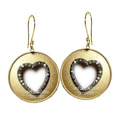 Victorian 0.60Ctw Genuine Old Mine Rose Cut Diamond Silver Heart Earring Jewelry