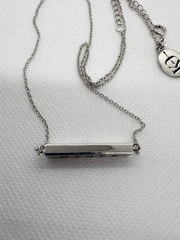 Sterling Silver Brave Bar Necklace Adjustable 16 – 18 ” CZ Accent Minimalist 6g