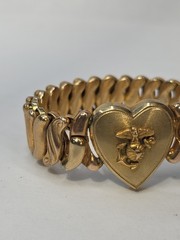 Vintage Marine Logo On Heart Expandable Sweetheart Bracelet Gold Tone