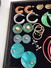 Vintage Lot of 22 Pairs of Pierced Earrings 80s 90s Retro Plastic Metal Wood