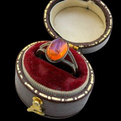 1.5g Vintage Art Nouveau 925 Sterling Silver Dragons Breath Opal Ring Sz 4.25