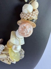 Vintage Necklace Adorned with Buttons, Beads, Buckles & Other Vintage Elements