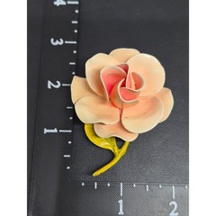 Vintage Rose Brooch Peach Pink Enamel Flower Pin Floral Botanical