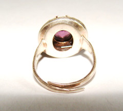 Art Deco Dainty Sterling Silver Adjustable Simulated Amethyst Glass Halo Ring 7