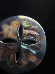 Taxco EMI Sterling Silver Abalone Sand Dollar Brooch Pendant Mexico