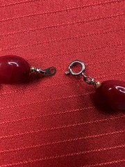 VTG Necklace L:20″ (50 cm) W:0.5″ (12mm) Red Wine Oval Plastic Spring Ring Clasp
