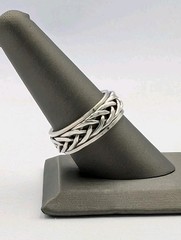 Vtg 925 Sterling Silver Braided Spinner Ring Size 8.75 Unisex Fidget Worry Band