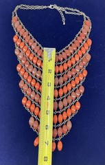 1950’s Vintage Egyption Bib style Statement Necklace Coral Color