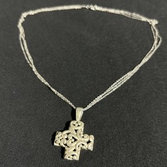 VTG ATI 925 Sterling Silver Chunky Scroll Cross Pendant & 15.5 in Necklace ~ 12g