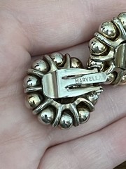 Vintage Marvella Earrings Gold Tone Round Beaded Cluster Clip Ons Signed!