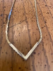 Vtg Gold Plated V Shape Necklace Red And Clear CZ Rhinestone Classic 8.5 In