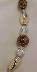 VTG AB Beads Metal & Glass Chrome Beads 24″ Haskell? Necklace Pat. No. 3427691