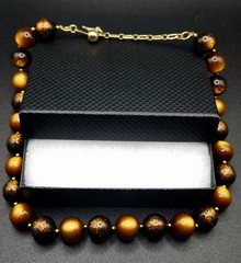 Vintage Trifari necklace Moonglow & Brown Confetti Lucite 1970-80’s Collectible