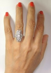 Antique Art Deco Engagement Dinner Platinum Ring Size 5.5 UK-K1/2 EGL USA