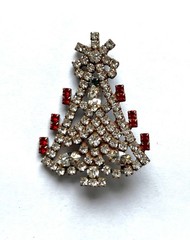 NICE RHINESTONE Glass PIN CHRISTMAS TREE HUSAR.D C-110