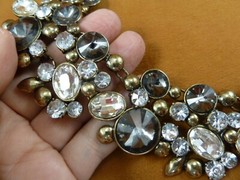 (vn-7) vintage white + smoky gray rhinestone 19″ necklace costume jewelry 40’s